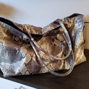 Silver snakeskin weekend bag